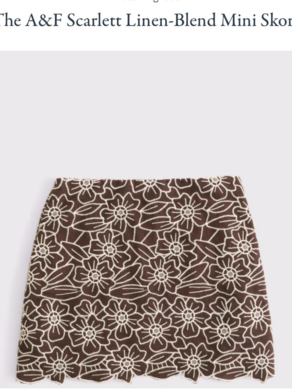 Scarlett Linen-Blend Floral Eyelet Mini Skort- Brown NWT